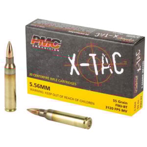 Box of 20 5.56mm NATO, 55gr FMJ-BT, PMC X-TAC Ammo