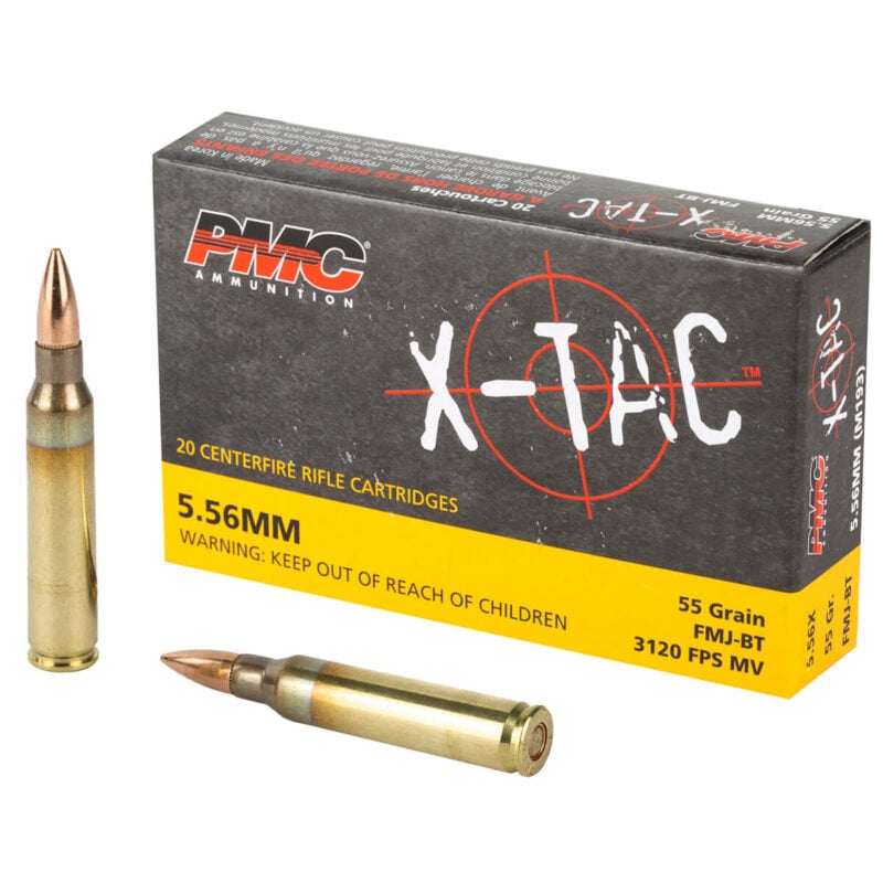 Box of 20 5.56mm NATO, 55gr FMJ-BT, PMC X-TAC Ammo